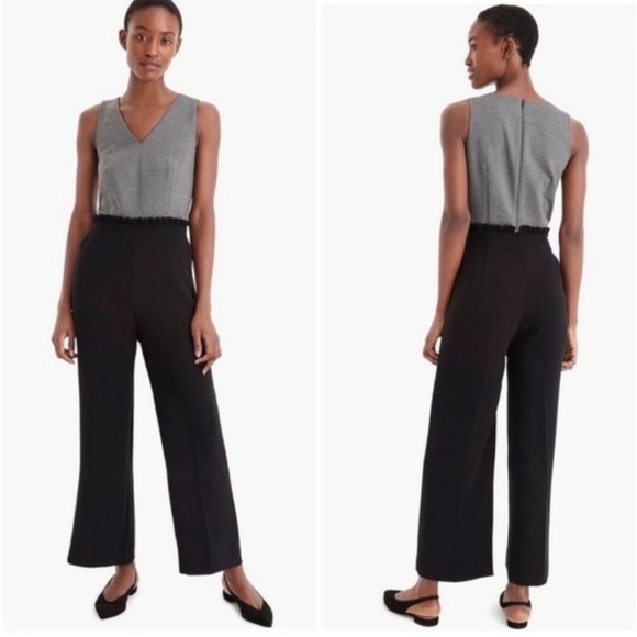 J Crew 365 Wide Leg Jumpsuit Black Gray Size 4 NWT - Picture 1 of 10